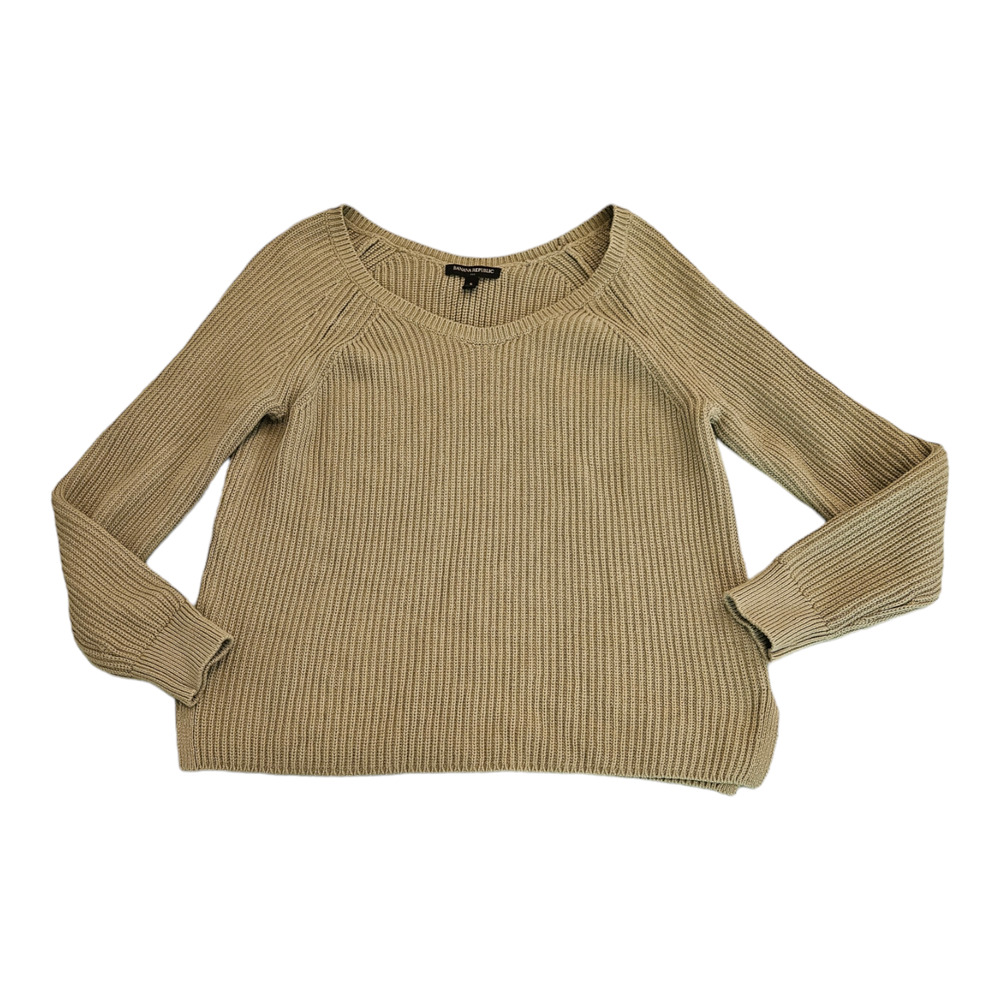 Banana Republic Small Beige Long Sleeve Knit Pullover Sweater
